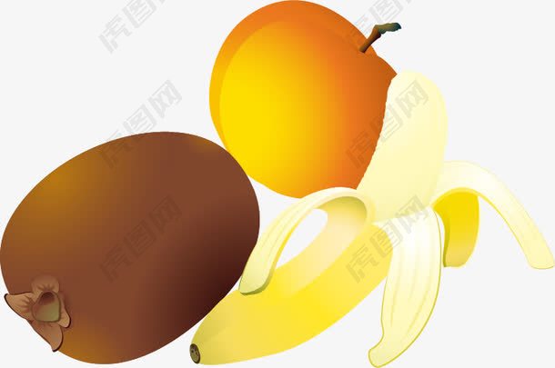 香蕉猕猴桃杏水果png矢量素材