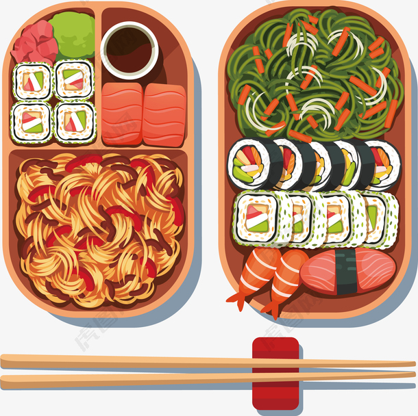 筷子和日本料理矢量图