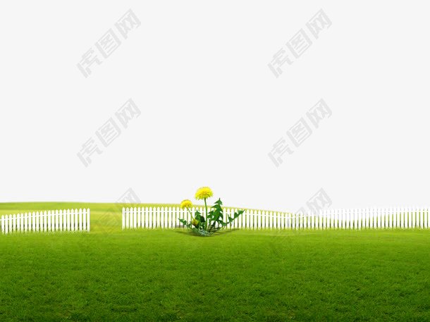 绿色草地 栏杆 栅栏