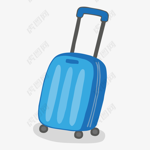 卡通蓝色的行李箱设计