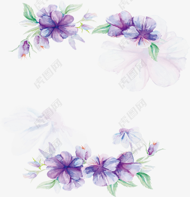 水彩紫色花朵海报