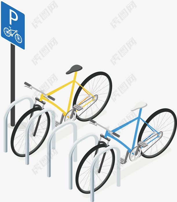 两个自行车和停车标识