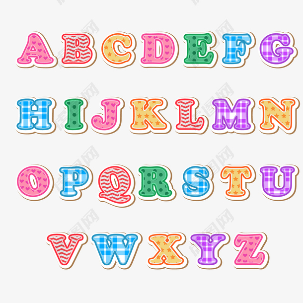彩色英文字母设计矢量素材
