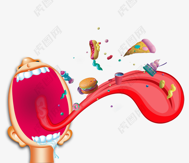 免抠卡通吃食物的舌头嘴巴