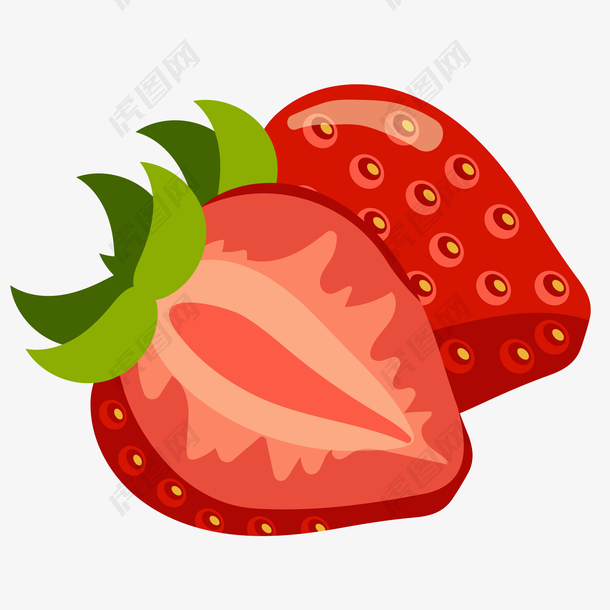 红色的切开的草莓