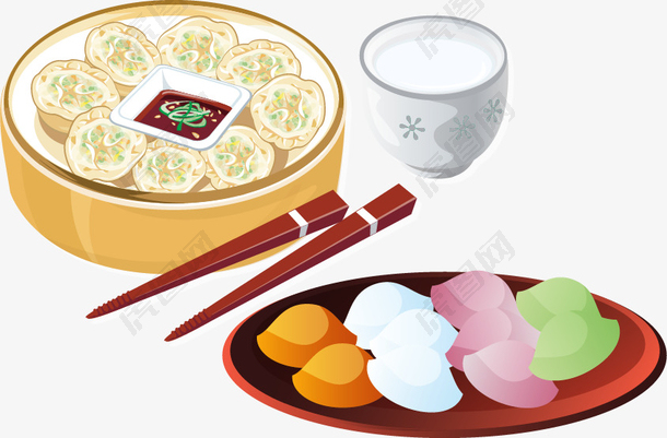 饺子传统饮食海报矢量素材