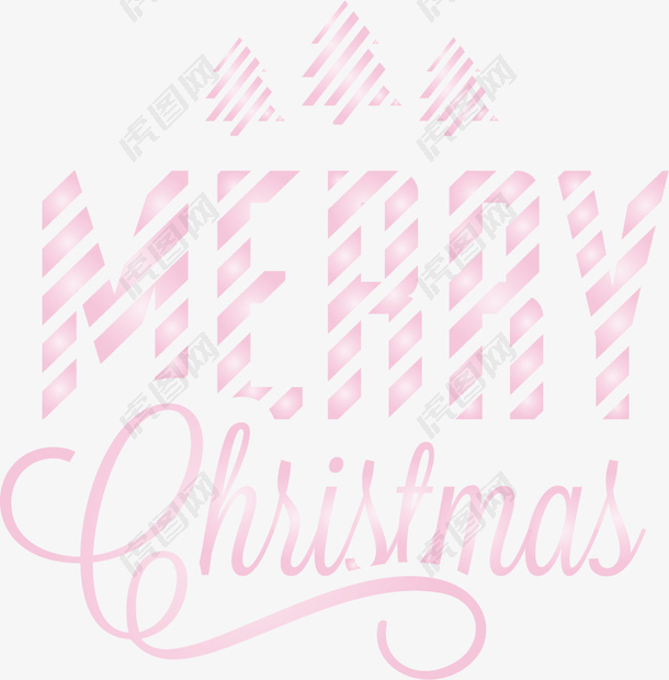 淡粉色条纹圣诞快乐