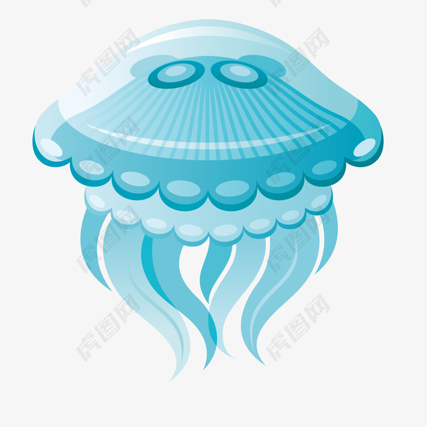 蓝色的海底的水母动物设计