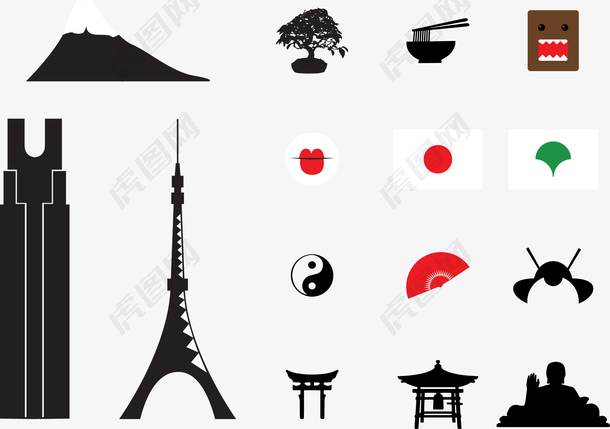 日本文化名片图标矢量图