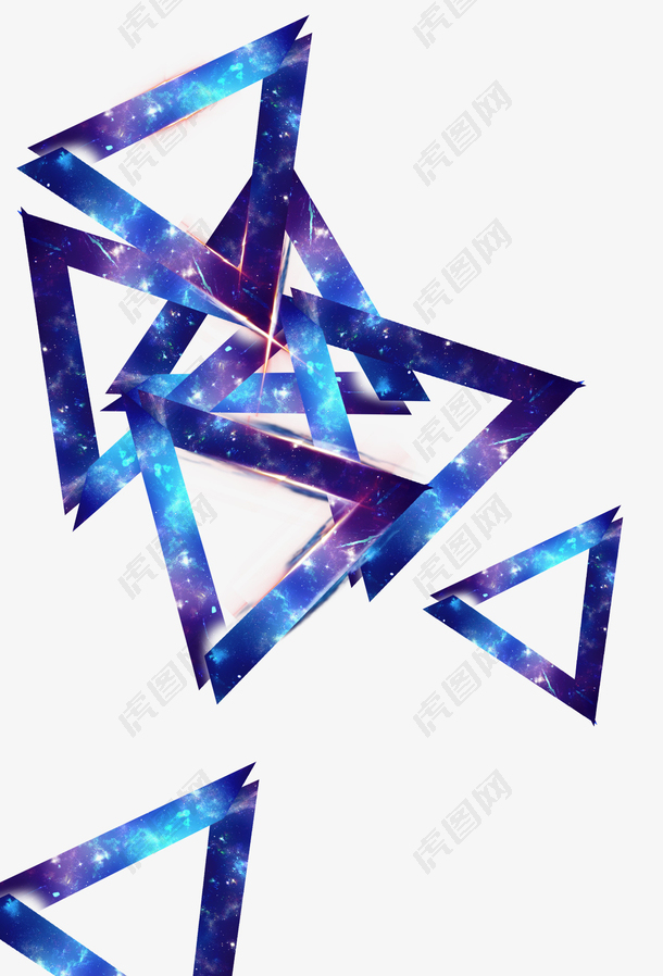 蓝色梦幻三角形漂浮素材