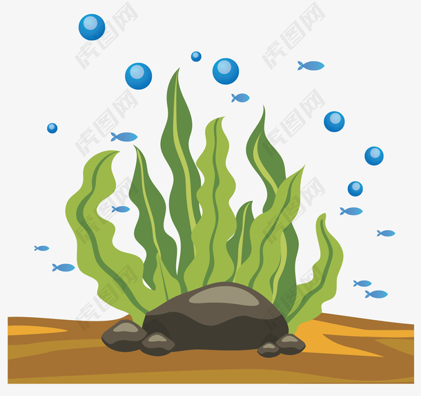 绿色矢量海底藻类植物