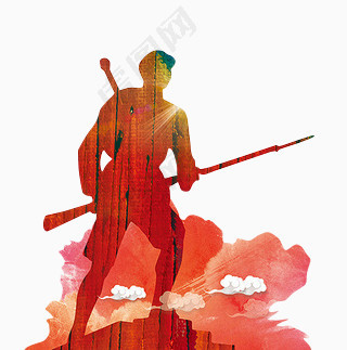 红军长征胜利80周年剪影图案