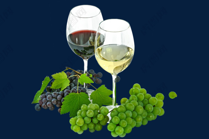 葡萄和葡萄酒透明背景底图