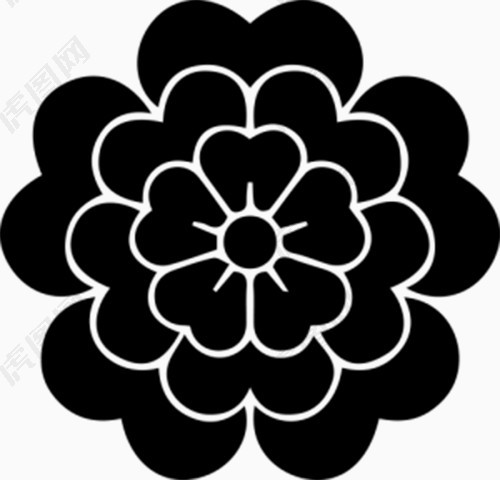 黑白花朵手绘元素