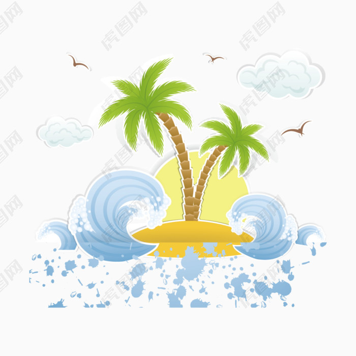 椰子树和海浪