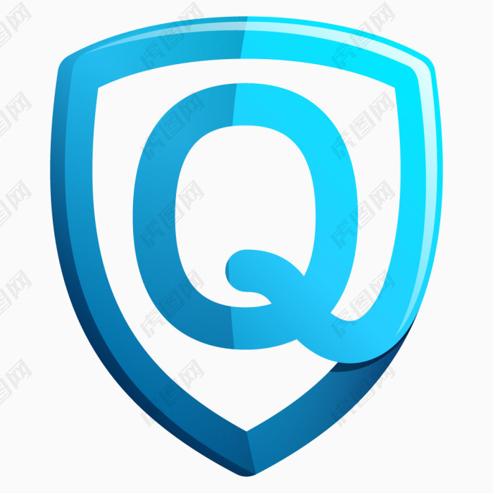 蓝色盾牌字母Q