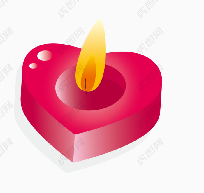 卡通粉色情人节心形蜡烛